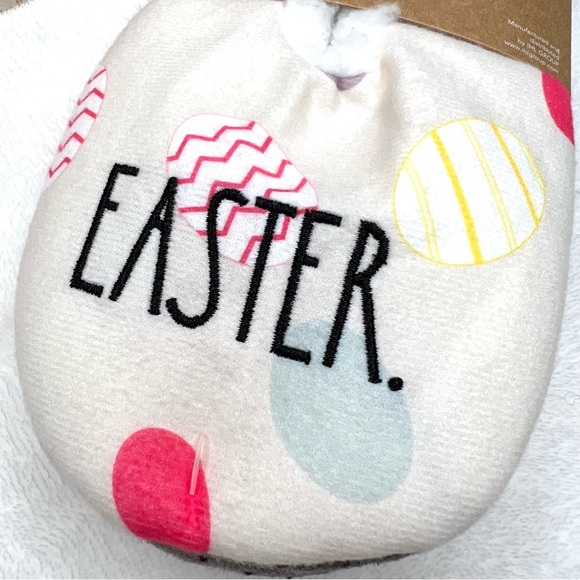 Rae Dunn NEW EASTER Egg Faux Sherpa Slippers Cream Small Medium S M 5 7 NWT - Picture 9 of 17